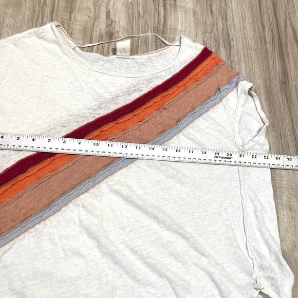 FREE PEOPLE Retro Rainbow White / Colorful Stripe Tee Size S - Picture 5 of 7